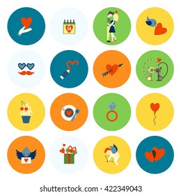 Simple Flat Icons Collection for Valentines Day, Wedding, Love and Romantic Events. Vector