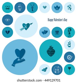 Simple Flat Icons Collection for Valentines Day, Wedding, Love and Romantic Events. Vector