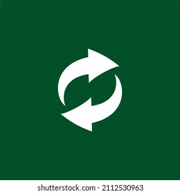 Simple flat icons on green background ,cyclic rotation, recycling recurrence, renewal etc