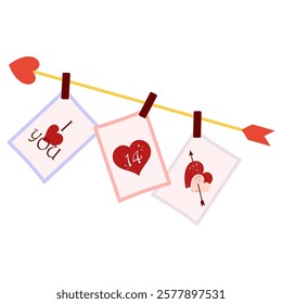 Simple flat icons representing love and Valentine's Day