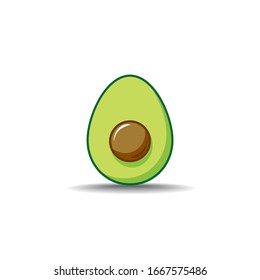 Simple flat illustration of avocado with white background
