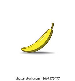 Ilustración plana simple del plátano con fondo blanco