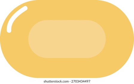 Simple flat illustration of a bar soap, showing hygiene cleanliness concept, smooth shape design, bathroom routine appeal, and minimal modern graphic presentation.