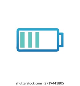 Ilustración plana simple de una pila con tres barras que indican el nivel de Recargo. Diseño moderno sobre fondo blanco.