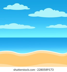 simple flat illustration of beach with blue sky