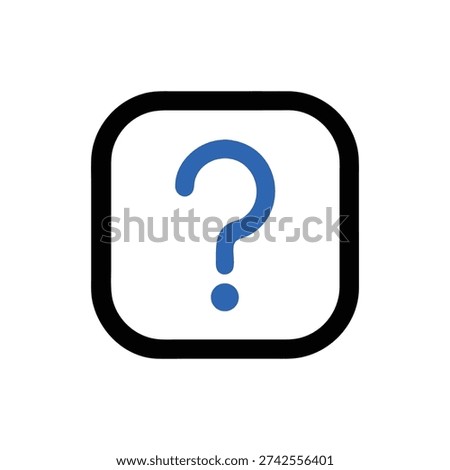 Simple flat illustration of a blue question mark on a solid White Background emphasizing concepts of uncertainty and questions.