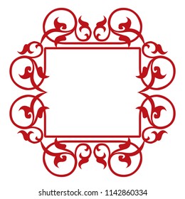 Simple flat illustration border design, garnished square frame, ancient style