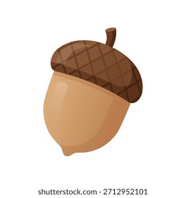 Simple Flat Illustration of a Brown Acorn