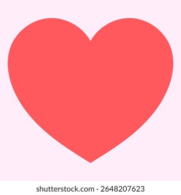 A simple flat illustration of a classic red heart shape. A universal symbol of love, romance, passion, affection, and Valentine's Day, isolated on a plain background