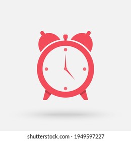 Simple flat illustration of a clock, alarm clock on a white background. Alarm Clock icon vector, Wake up, get up concept, Trendy Flat style for graphic design.