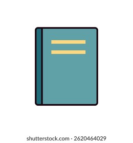 Simple Flat Illustration of a Closed Hardcover Book with Minimalist Design