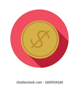  Simple flat illustration of a coin. Icon, button for your website, mobile application 