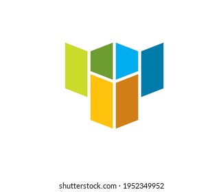 simple flat illustration of colorful stacked books 