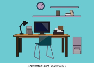 Espacio de trabajo cómodo para ilustración plana simple