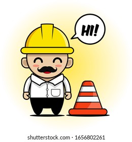 simple flat illustration with construction worker 