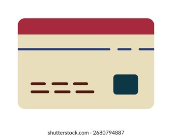 Una simple ilustración plana de una tarjeta de crédito. Este icono limpio y minimalista simboliza las finanzas, el comercio electrónico y los pagos digitales. Perfecto para Sitios web, App y diseños de temática financiera.
