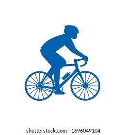  Simple ilustración plana de un ciclista. Silueta de icono de un hombre en una bicicleta 