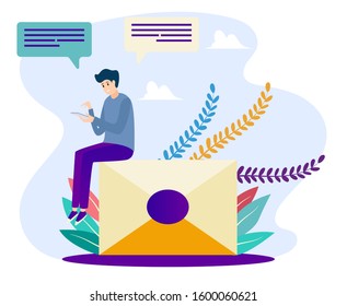 Simple flat illustration design for bussines or social media design