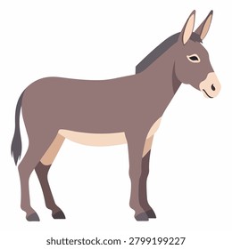 A simple, flat illustration of a donkey in profile view.