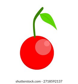 Einfache, flache Illustration von frischen Kirschen mit Stängeln, perfekt für Obst, Essen, Sommer, gesunden Lebensstil und natürliche Designthemen