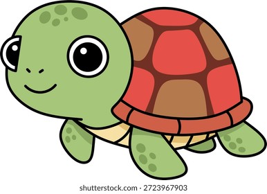 Simples ilustração plana de uma tartaruga de rastejamento amigável para decoração de berçário