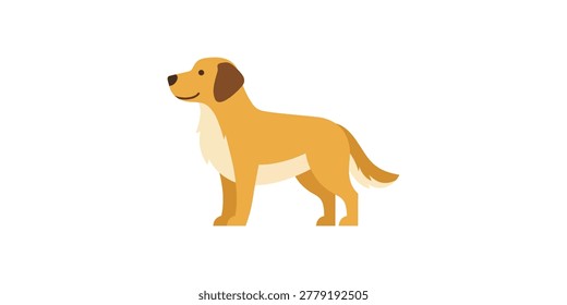 A simple, flat illustration of a golden retriever dog standing and facing