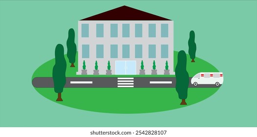 
simple flat illustration of hospital building