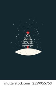 A simple and flat illustration image for Christmas.