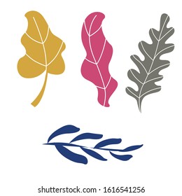  Simple, flat illustration of leaves on a white background. 