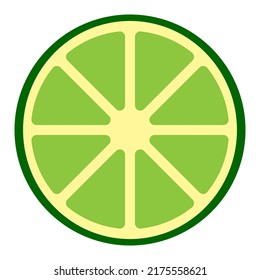 Simple flat illustration of lime slice.