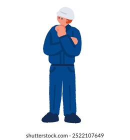 A simple and flat illustration of a man wearing work clothes