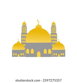 simple flat illustration of mosque, islamic icon