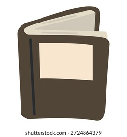 simple flat illustration of an open brown hardcover book with blank white pages isolated on white background concept of education reading storytelling and learning in minimalist graphic style