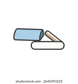 Uma simples ilustração plana de um pacote de goma aberto. Composto de tons neutros e contornos para uma estética limpa.