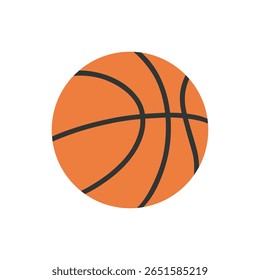 Ilustración plana simple de baloncesto naranja con líneas negras Elemento deportivo