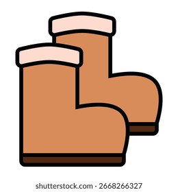 Par de ilustración plana simple de botas de invierno marrones Artículo de moda