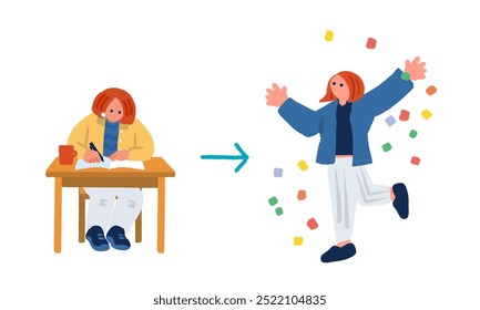 Uma ilustração simples e plana de aprovação em uma qualificação