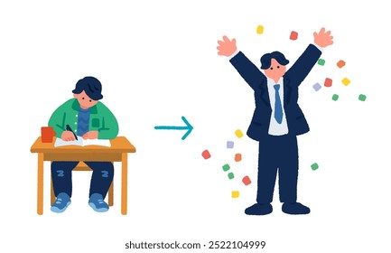 Uma ilustração simples e plana de aprovação em uma qualificação