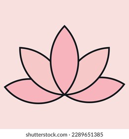 Simple flat illustration of pink lotus flower. Vector illustration