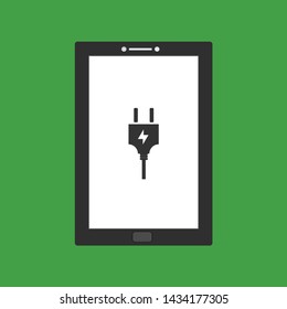 simple Flat illustration of Power plug with tablet smartphone vector icon for web