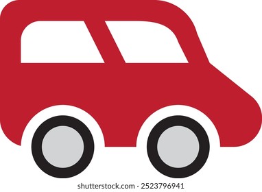 Una ilustración plana simple de un coche rojo