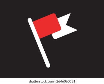 Ilustración plana simple del símbolo rojo y blanco de la bandera del banderín aislado