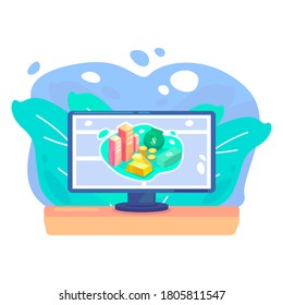 Simple flat Illustration of selection of investment products available online