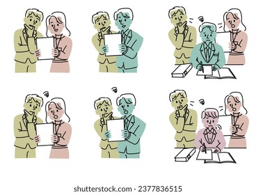 Conjunto de ilustraciones sencillas y planas de escenas empresariales
