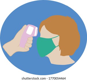 Simple Flat Illustration Showing Body Temperature Check Sign during Covid-19 Outbreak.