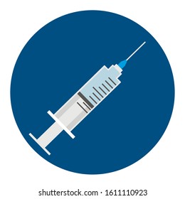  simple, flat illustration of a syringe. Illustration injection, vaccination for icons, buttons, logo 
