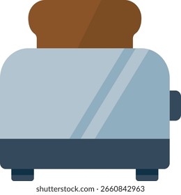 Ilustración plana simple de una tostadora con pan tostado