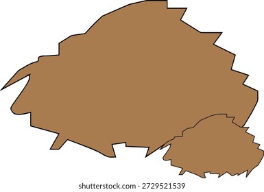 Ilustración plana simple de una silueta de pila de basura en color marrón, aislado sobre un fondo blanco. Diseño minimalista de formas de residuos adecuado para conceptos ambientales, conciencia de la contaminación, temas de reciclaje, imágenes de gestión de residuos, materiales educativos, carteles y elementos infográficos.