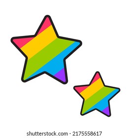 Simple flat illustration of two stars in rainbow colors.