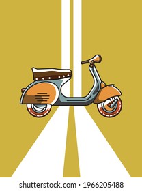 simple flat illustration of vespa scooter vintage. editable stroke